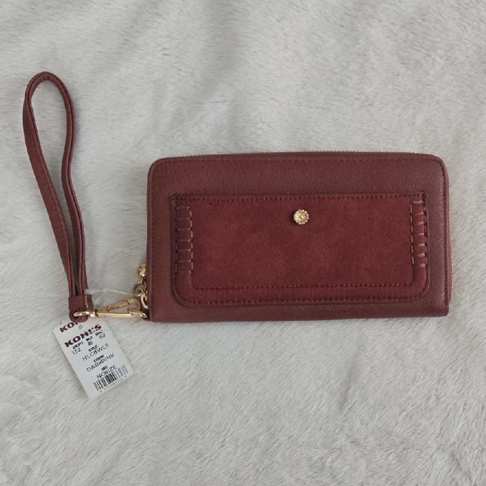 LC Lauren Conrad Red/Brown Wristlet Wallet - Picture 1 of 3